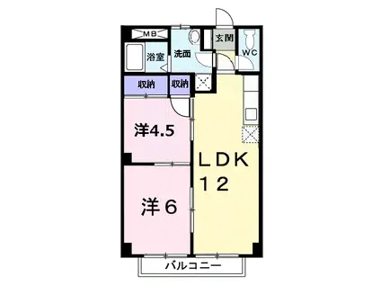 エスポワール A(2LDK/2階)の間取り写真