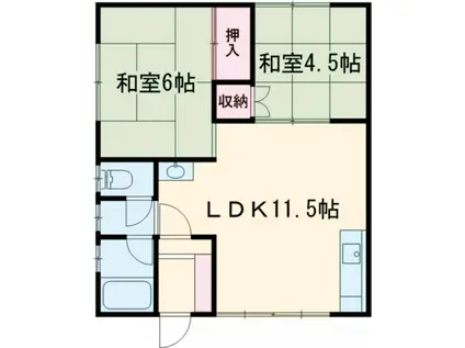ベルディーM(2LDK/2階)の間取り写真