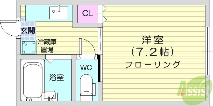 ページェントハウス(1K/1階)の間取り写真