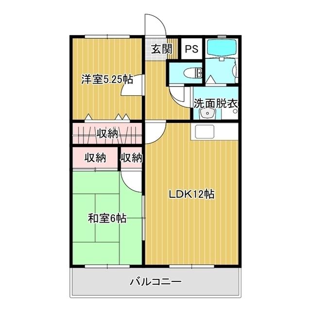 サウスレイク(2LDK/1階)の間取り写真