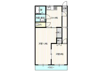 ルヴェール江南(2DK/1階)の間取り写真