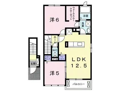 リベルテ I(2LDK/2階)の間取り写真