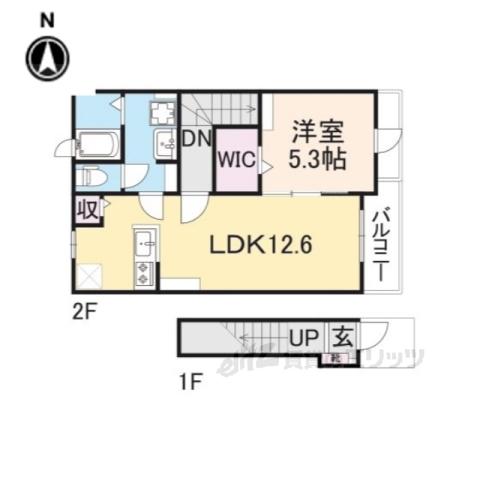 エヴァ グリーン ヴィラ 1棟(1LDK/2階)の間取り写真