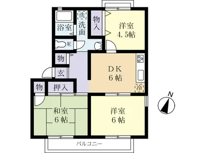 セジュール東D棟(3DK/2階)の間取り写真