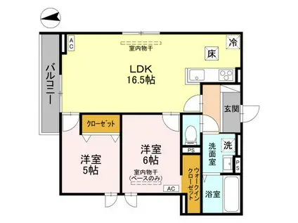 クレストヒルズ(2LDK/1階)の間取り写真