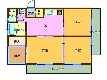 メゾン大手(3DK/9階)の間取り写真