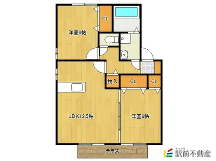 グランドールシャトーB棟(2LDK/2階)の間取り写真