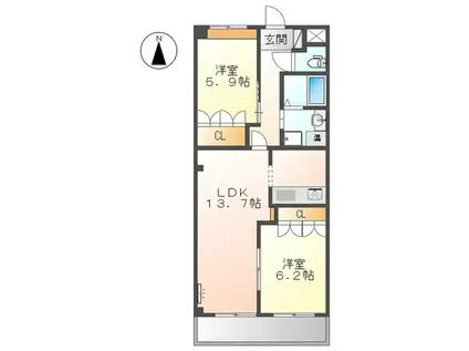 アクベンス(2LDK/3階)の間取り写真