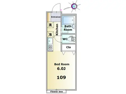 ハイツ穴川(1K/1階)の間取り写真