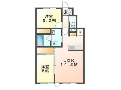 君の名を呼ぶ(2LDK/1階)の間取り写真
