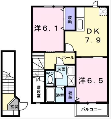 エスポワールメゾン(2DK/2階)の間取り写真