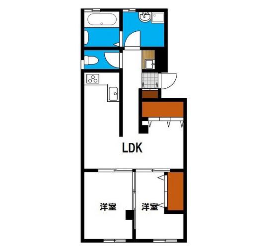 車屋ビル(2LDK/2階)の間取り写真