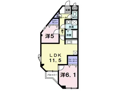 VIP桜井II(2LDK/3階)の間取り写真