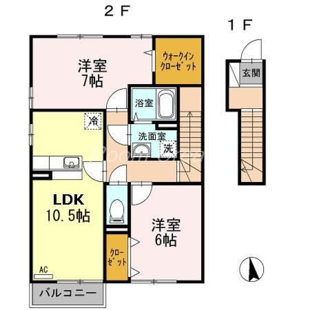 アクシス南島田 C(2LDK/2階)の間取り写真