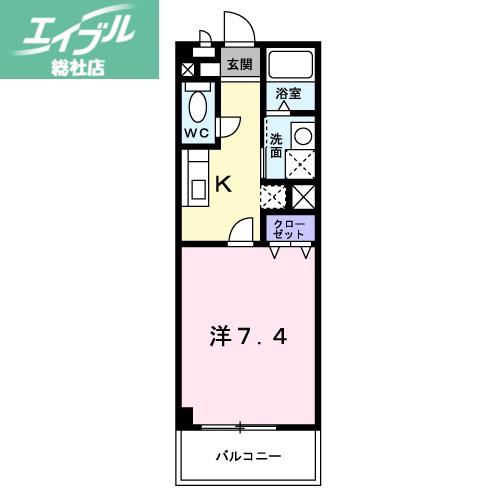 アンソレーユ(1K/2階)の間取り写真
