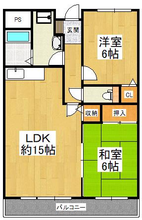 Kテラス(2LDK/3階)の間取り写真