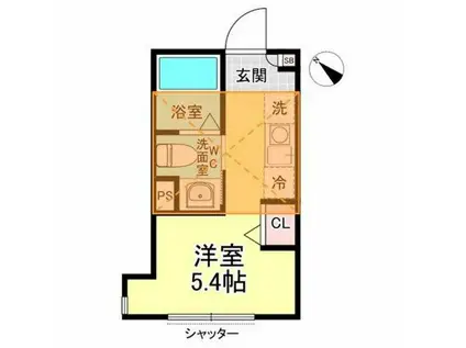 モキハイツ(ワンルーム/2階)の間取り写真