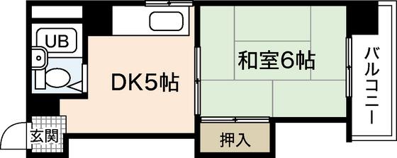 グリーンハウス(1DK/3階)の間取り写真