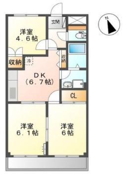 サンライズ・U(3DK/2階)の間取り写真