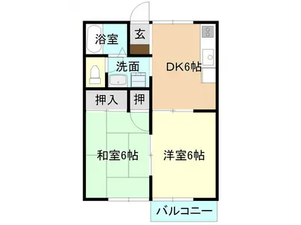シェリールアタゴI(2DK/1階)の間取り写真