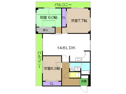 フィネスY(3LDK/2階)の間取り写真