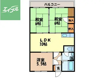 アールグレイマンション岩屋(3LDK/4階)の間取り写真