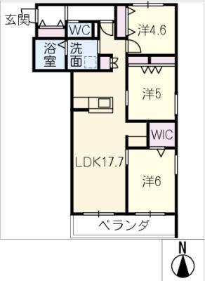 メゾン天白公園東 E棟(3LDK/2階)の間取り写真