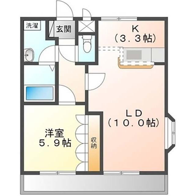 ASUNARO(1LDK/2階)の間取り写真
