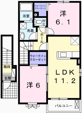 フィオレンティーナIII(2LDK/2階)の間取り写真
