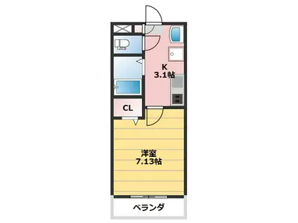 ウェーブレジデンス北長瀬(1K/1階)の間取り写真