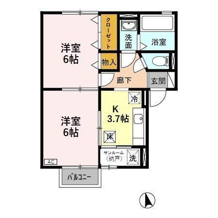 セービルリカーK(2K/1階)の間取り写真