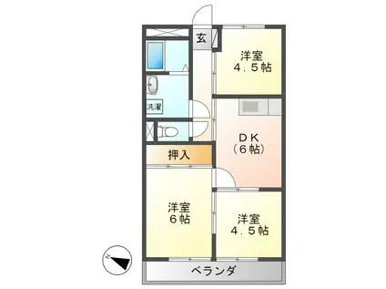 サンハイツスター(3DK/2階)の間取り写真