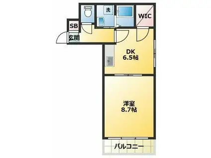 ヴェリテ有賀 アルガ(1DK/3階)の間取り写真