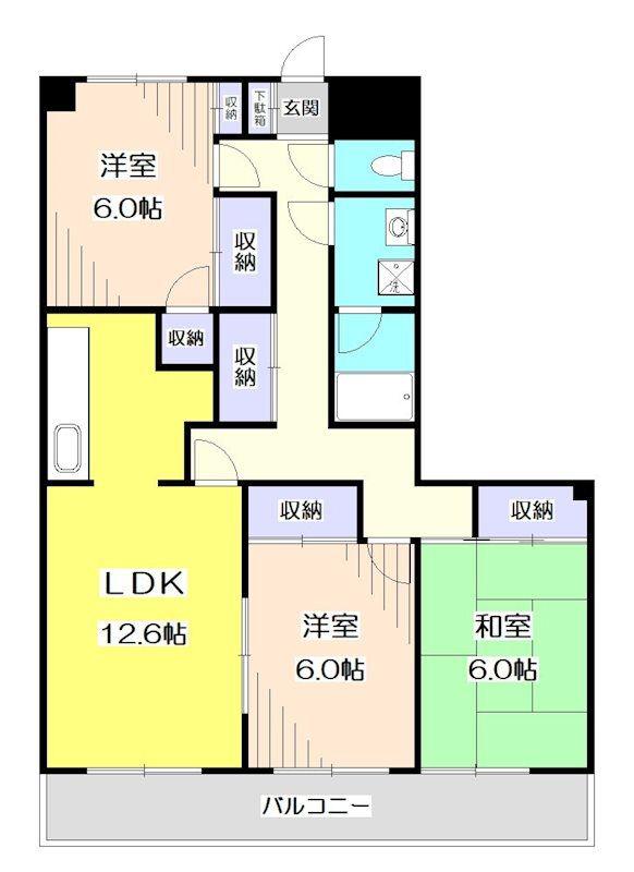 ベルウッドプラザ(3LDK/3階)の間取り写真