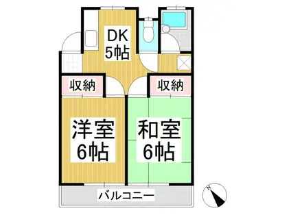 ハイツ鞍掛(2DK/2階)の間取り写真