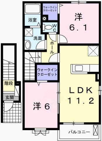 フィオレンティーナIII(2LDK/2階)の間取り写真
