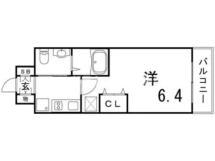 エステムコート神戸ハーバーランド前VIピクシス(1K/12階)の間取り写真