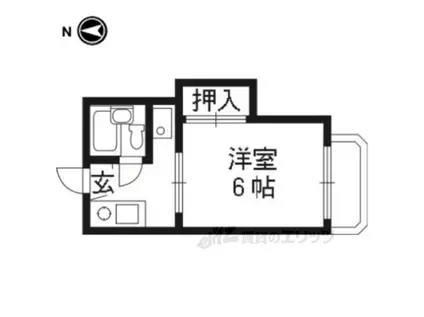 エスポワール木幡B棟(1K/2階)の間取り写真