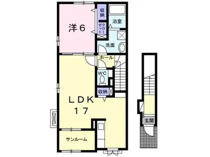 グラード(1LDK/2階)の間取り写真