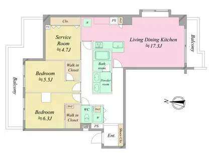 藤和薬王寺ホームズ(2SLDK/4階)の間取り写真