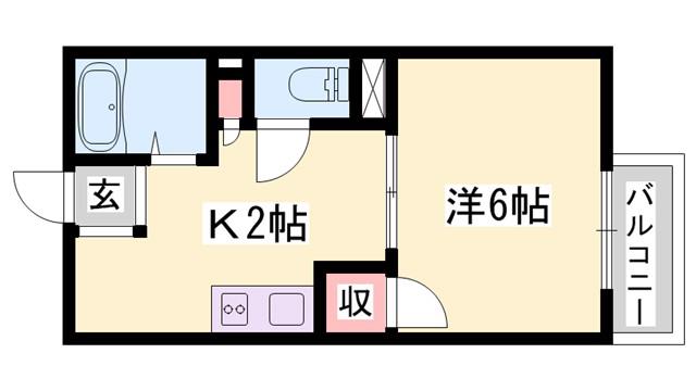 ローズハイツ(1K/2階)の間取り写真