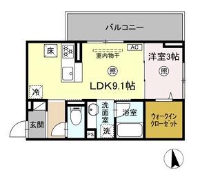 D-ROOM西町(1LDK/1階)の間取り写真