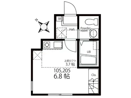 ハーミットクラブハウス菊名Ⅲ・A棟(ワンルーム/1階)の間取り写真