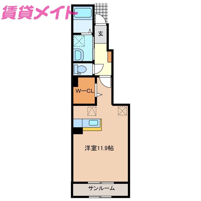 ラフォーレ・A(ワンルーム/1階)の間取り写真