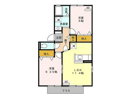 ロイヤルコート D(2LDK/2階)の間取り写真