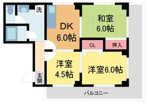 宮本マンション(3DK/4階)の間取り写真