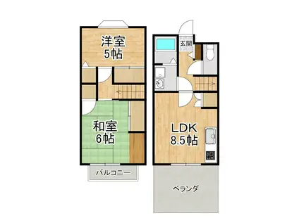 ウェルピア唐崎(2DK/1階)の間取り写真