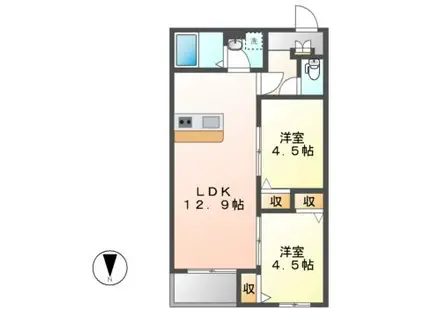 CS名塚(2LDK/3階)の間取り写真