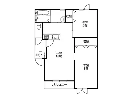 新釧路町アパート(2LDK/3階)の間取り写真