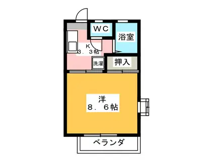 レーベン美里 C棟(1K/2階)の間取り写真